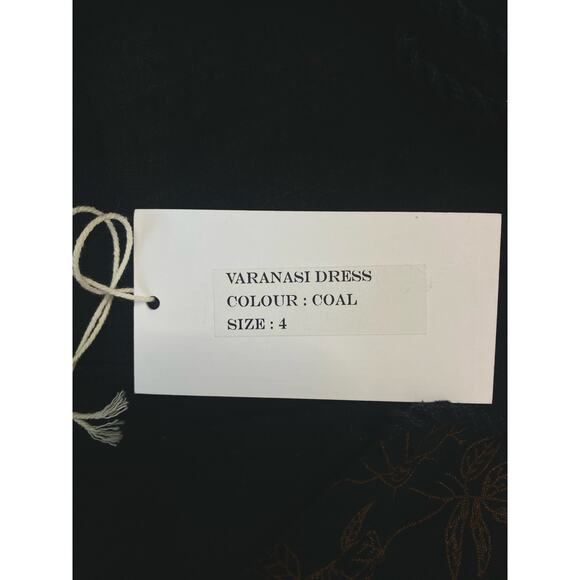 ULLA JOHNSON Varanasi Black Floral Long Sleeve Cotton Maxi Dress NWT US 4 - Picture 14 of 16